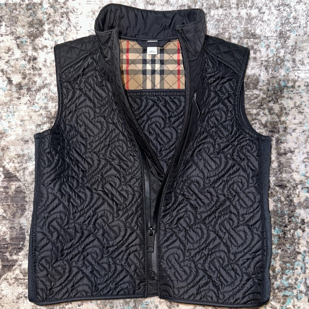 Burberry Kids Black TB Monogram Quilted Gilet/Vest - Size 4Y